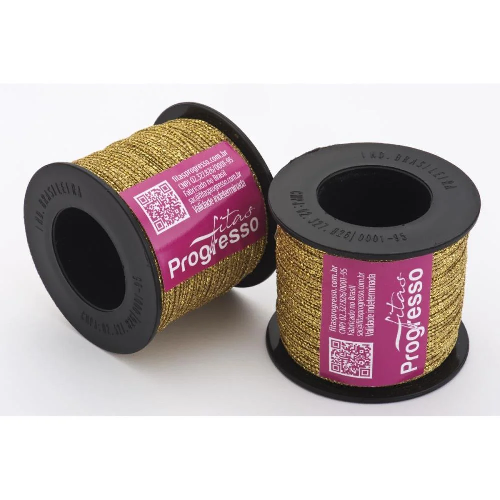 Fita Metalizada 1Mm 100M. Ouro Cordao Aramado Fitas Progresso (Carretel) - imagem 3