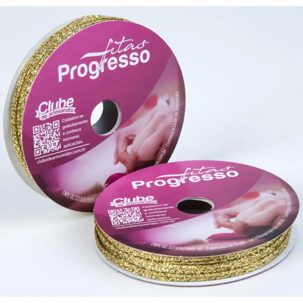Fita Metalizada 2Mm 10M. Ouro Aramada Fitas Progresso - imagem 3