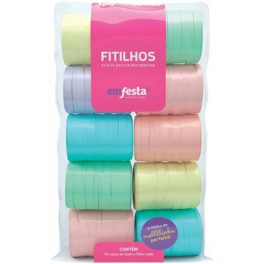 Fitilho 5Mmx50M Candy Colors Sortidos Emfesta (Pct.c/10) - imagem 3
