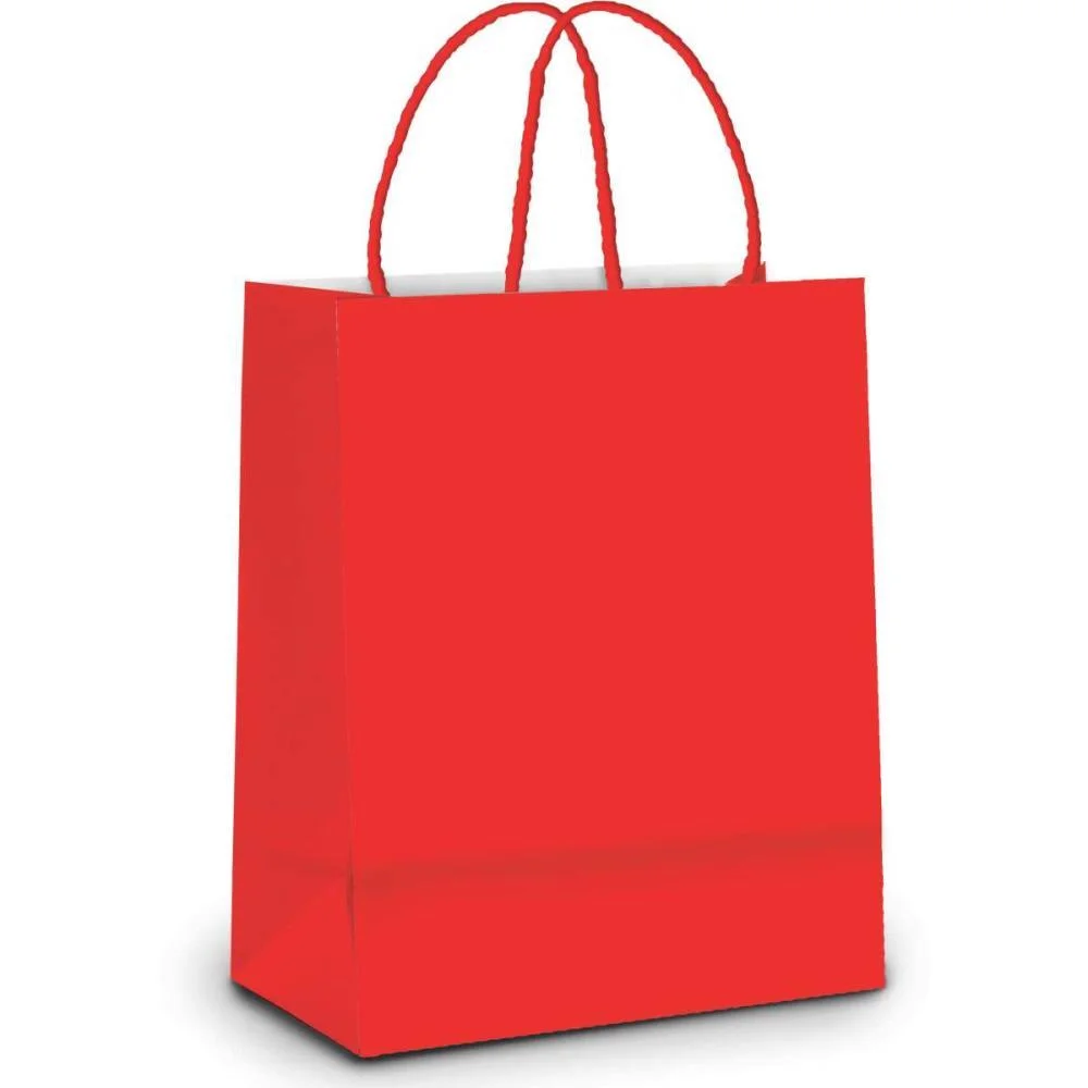 Sacola Para Presente Lisa Vermelha M 26X19,5X9,5Cm. Cromus (Pct.c/10) - imagem 2