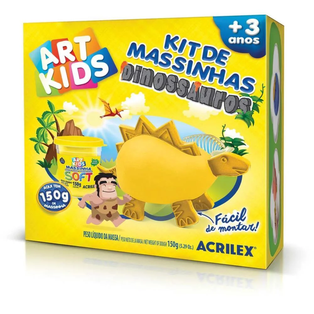 Massa Para Modelar Criativa Art Kids Dinossauro 3 Amarelo Acrilex (Unidade) - imagem 4