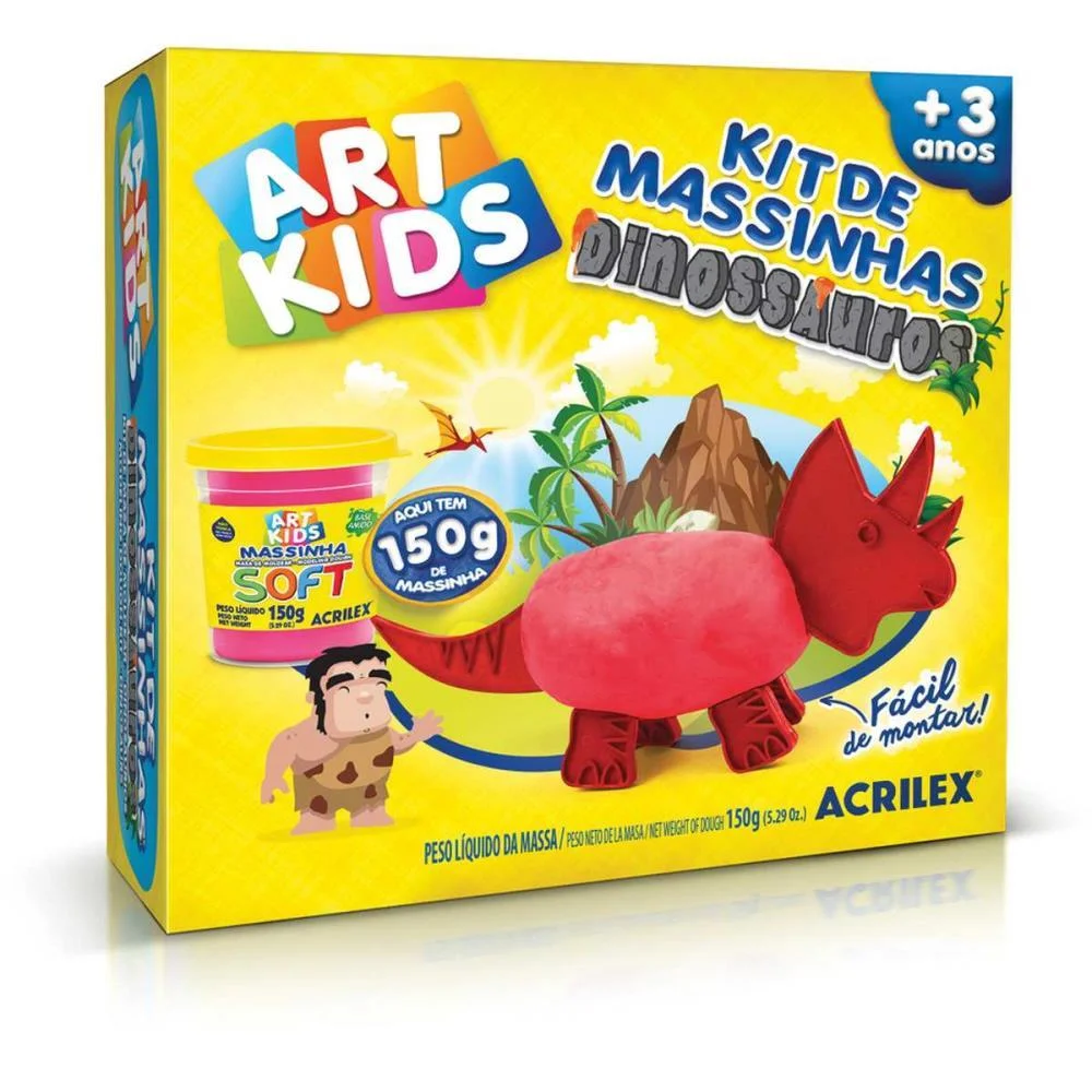 Massa Para Modelar Criativa Art Kids Dinossauro 3 Vermelho Acrilex (Unidade) - imagem 4