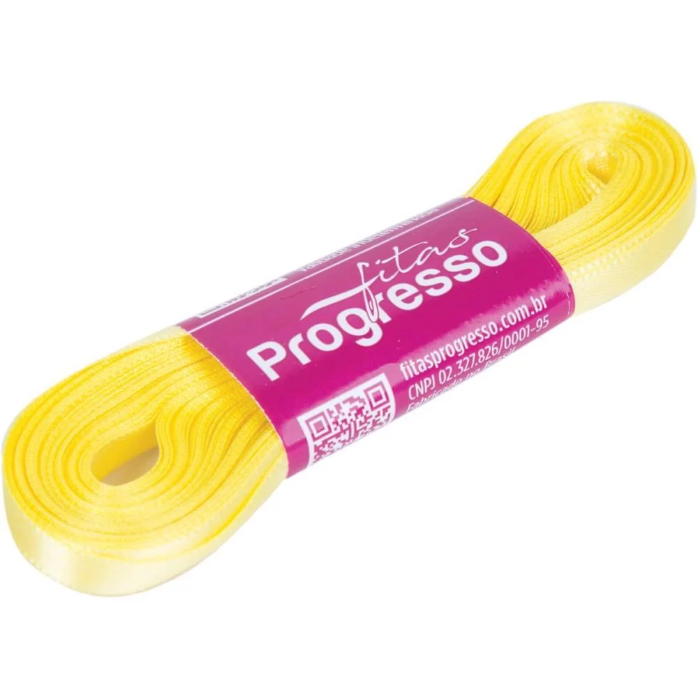 Fita De Cetim 07Mm 10M. Amarelo Canari 242 Fitas Progresso (Unidade) - imagem 3