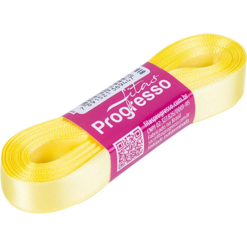 Fita De Cetim 15Mm 10M. Amarelo Canari 242 Fitas Progresso (Unidade) - imagem 2