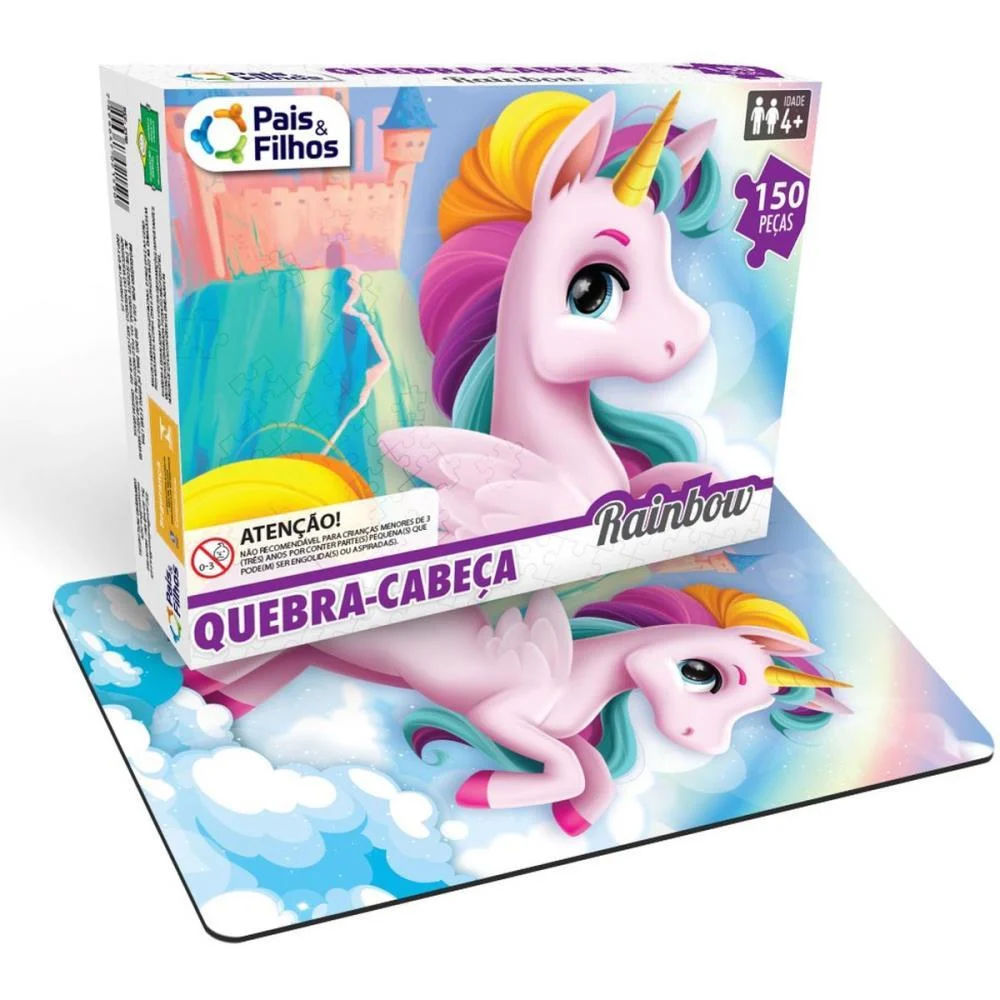 Quebra-Cabeca Cartonado Unicornio Rainbow 150 Pecas Pais E Filhos (Unidade) - imagem 3