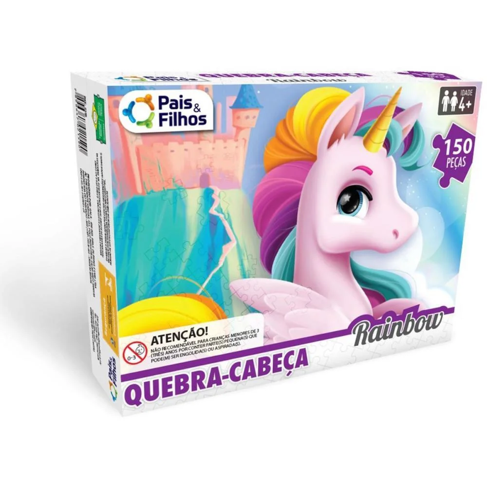 Quebra-Cabeca Cartonado Unicornio Rainbow 150 Pecas Pais E Filhos (Unidade) - imagem 4