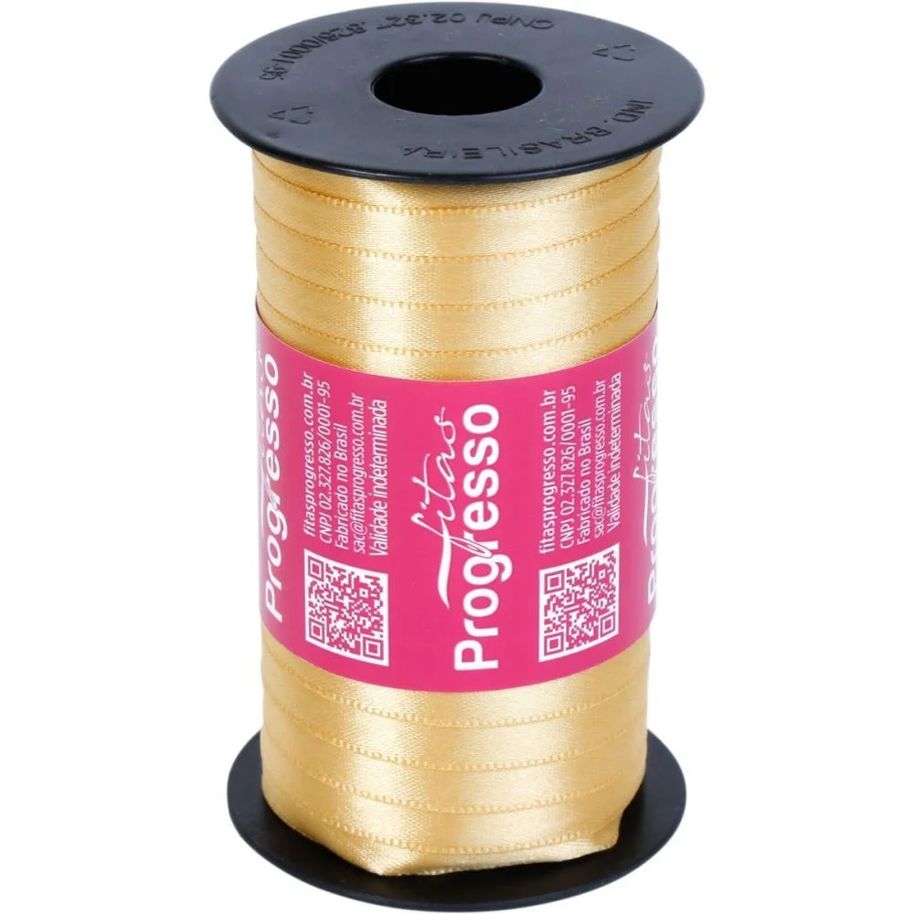 Fita De Cetim 07Mm 100M. Ouro 228 Fitas Progresso (Carretel) - imagem 2