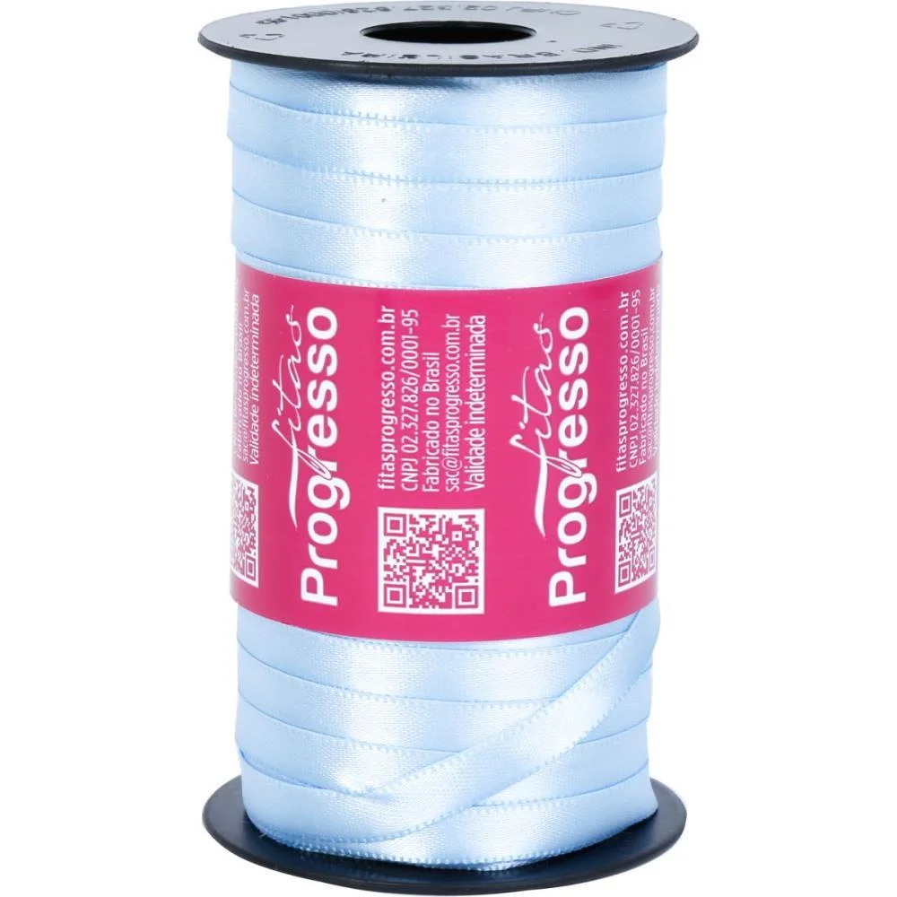 Fita De Cetim 07Mm 100M. Azul Bebe 212 Fitas Progresso (Carretel) - imagem 2