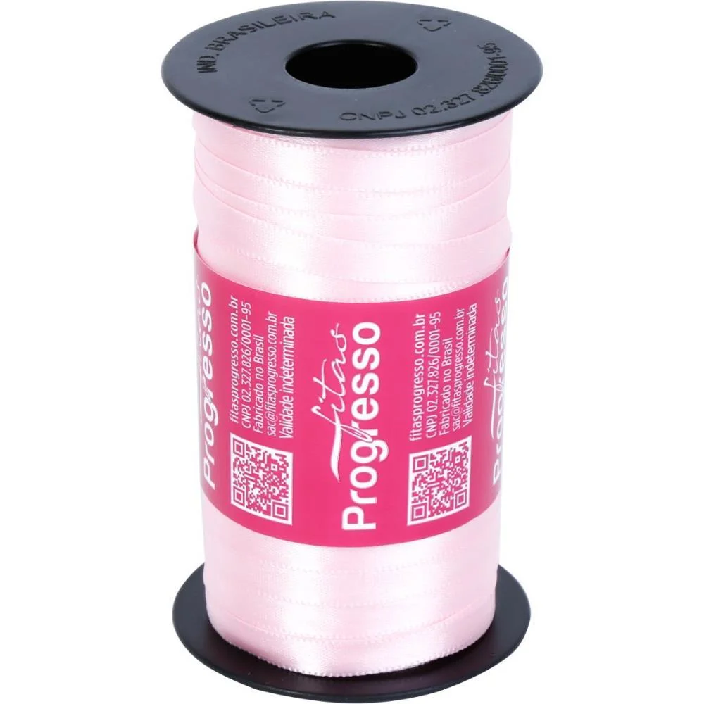 Fita De Cetim 07Mm 100M. Rosa Bebe 310 Fitas Progresso (Carretel) - imagem 2