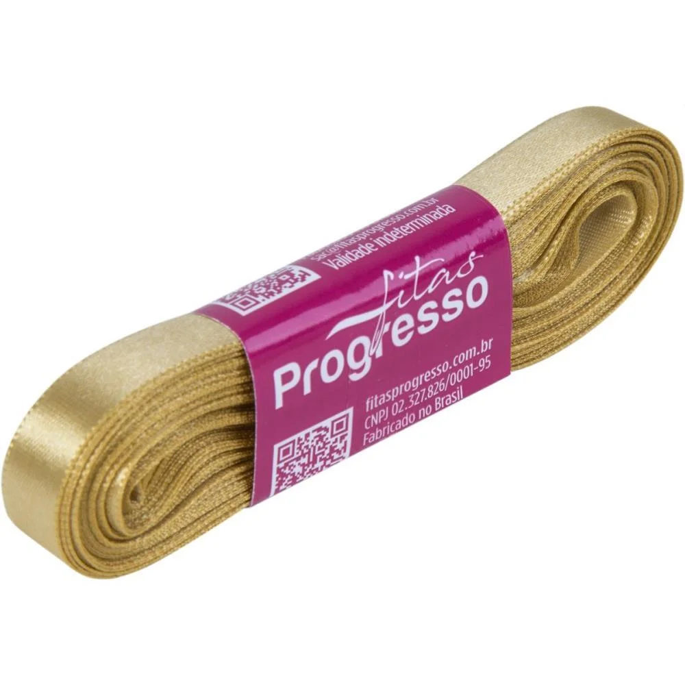 Fita De Cetim 10Mm 10M. Ouro 228 Fitas Progresso (Unidade) - imagem 3
