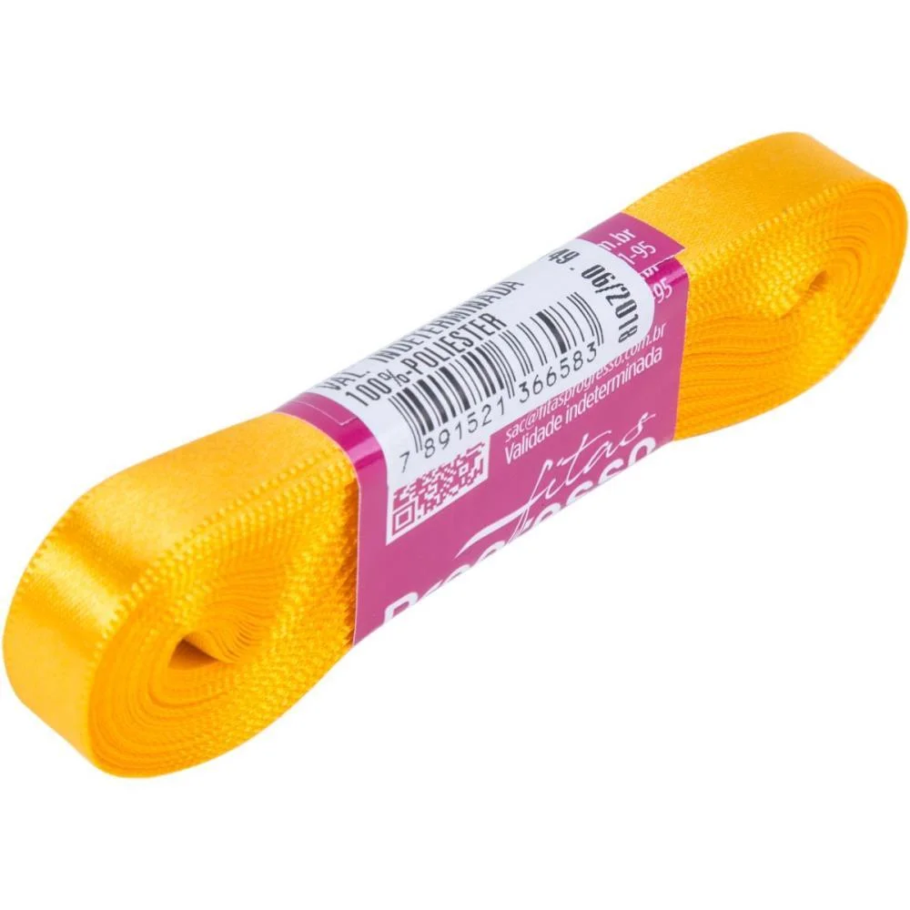 Fita De Cetim 10Mm 10M. Amarelo Ouro 038 Fitas Progresso (Unidade) - imagem 3