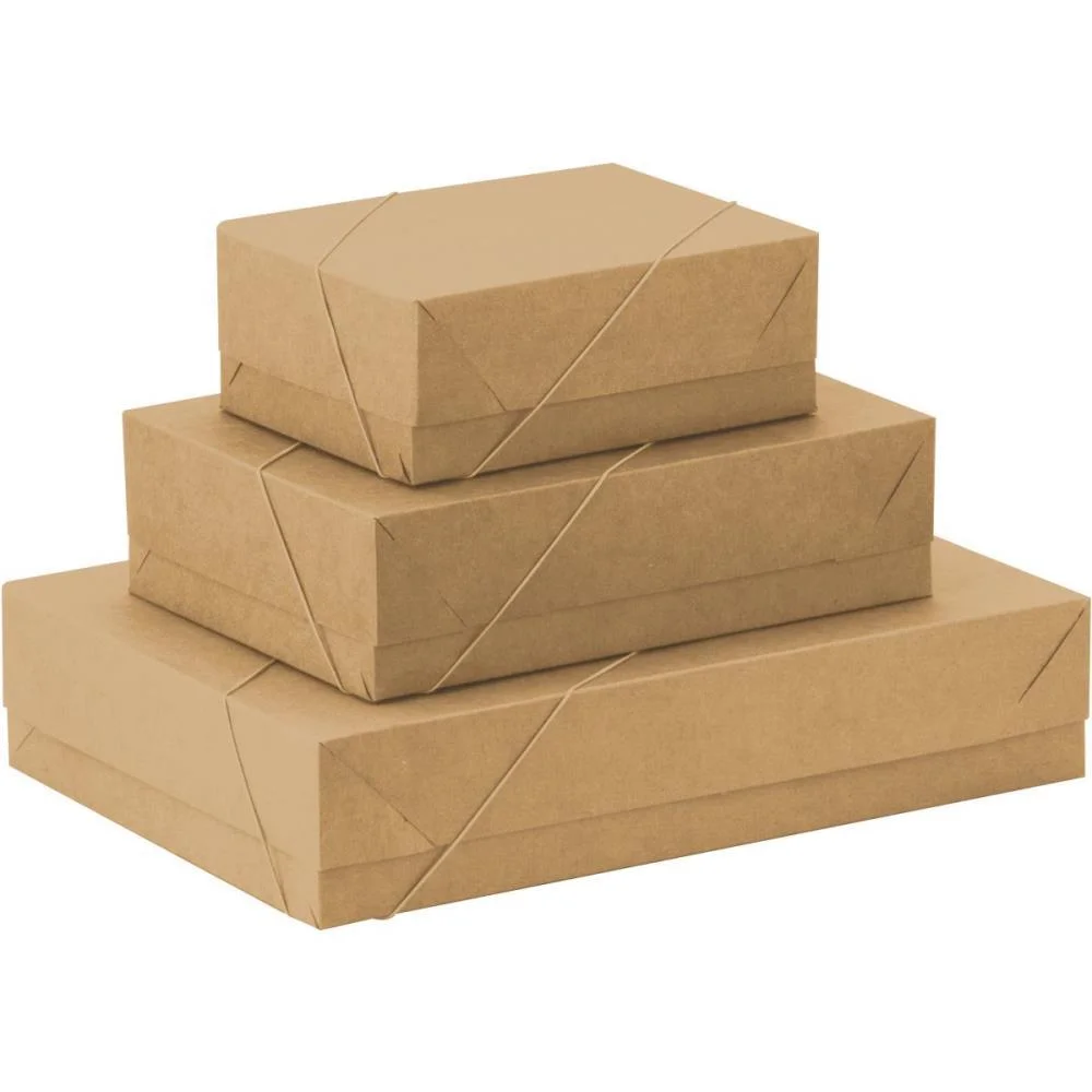 Caixa Para Presente Com Tampa Kraft Gd 35X25,5X7,5 Elast. Cristina (Pct.c/10) - imagem 3