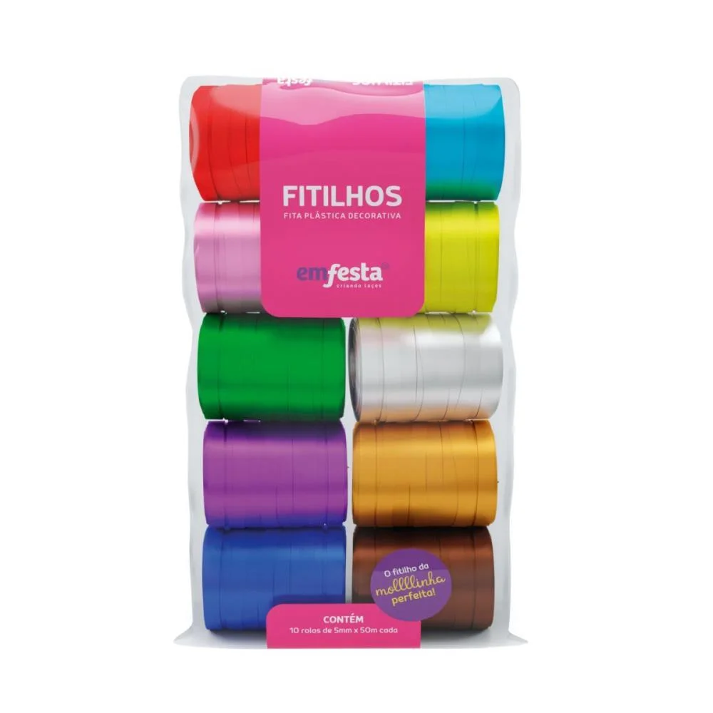 Fitilho 5Mmx50M Cores Sortidas Emfesta (Pct.c/10) - imagem 3