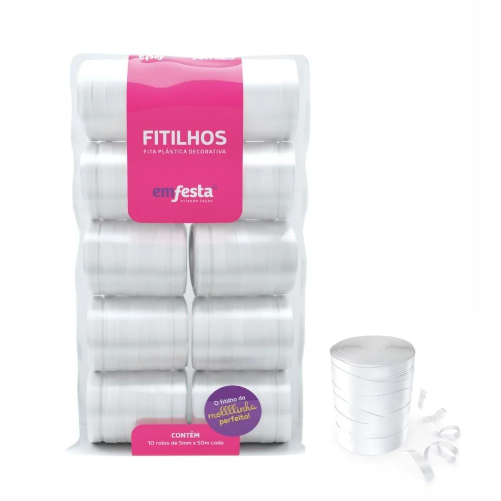 Fitilho 5Mmx50M Branco Emfesta (Pct.c/10) - imagem 2