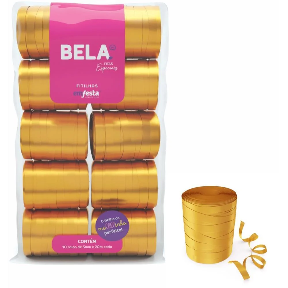 Fitilho 5Mmx50M Dourado Emfesta (Pct.c/10) - imagem 2