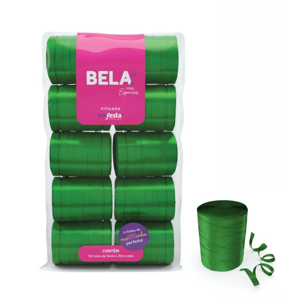 Fitilho 5Mmx50M Verde Escuro Emfesta (Pct.c/10) - imagem 2