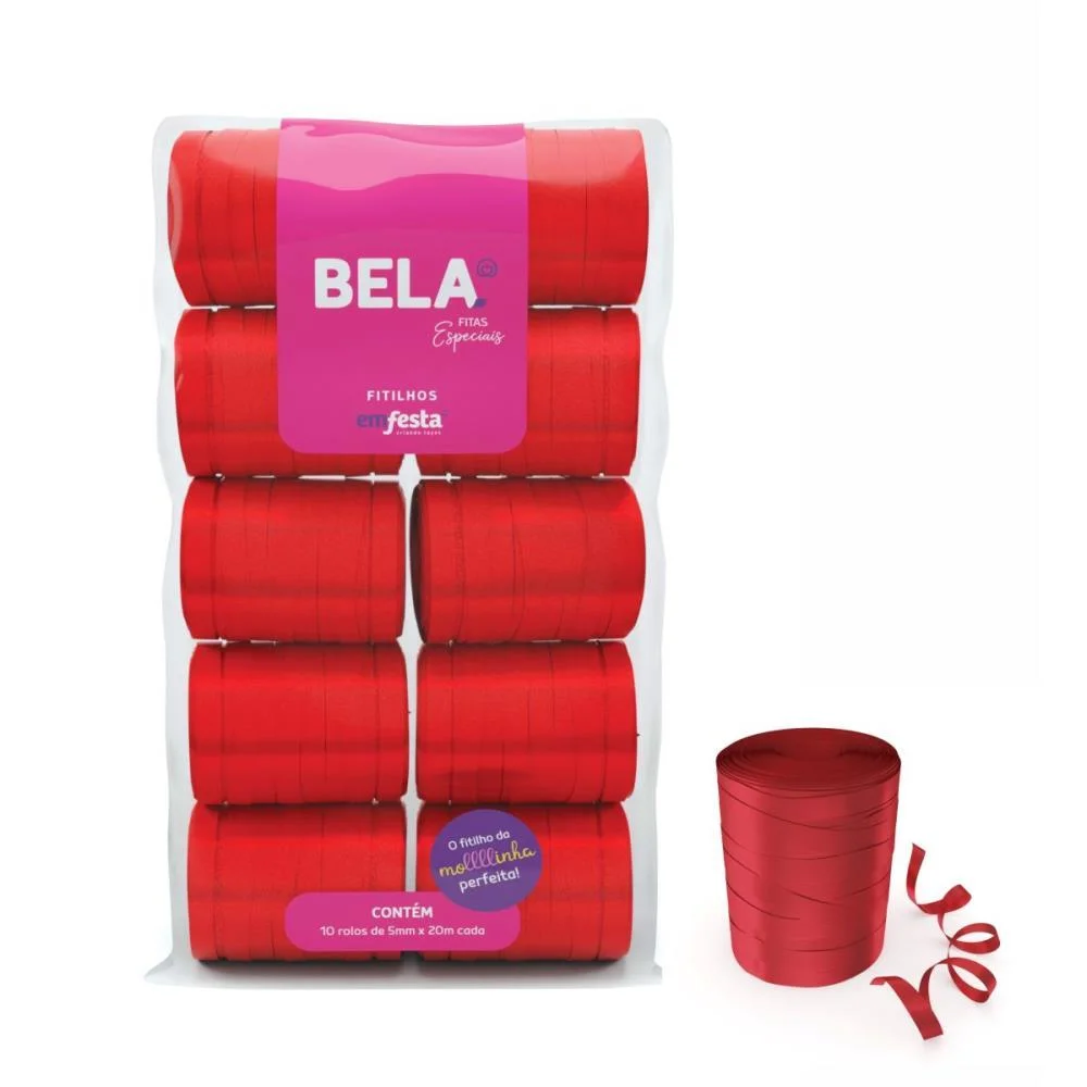 Fitilho 5Mmx50M Vermelho Emfesta (Pct.c/10) - imagem 3