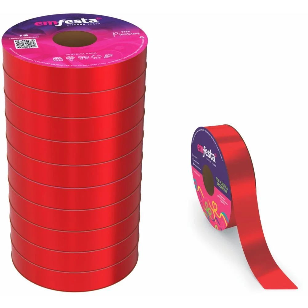 Fita Poli Lisa 15X50M Vermelha Emfesta (Pct.c/10) - imagem 3
