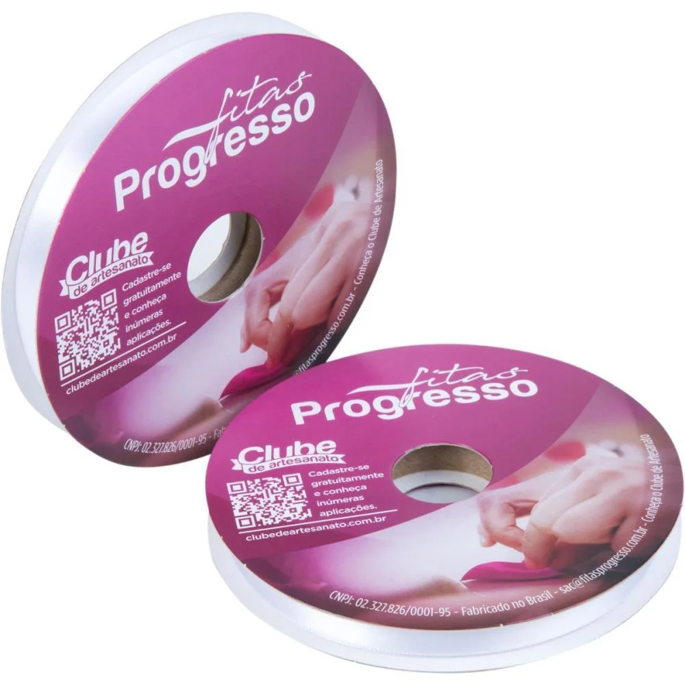 Fita De Cetim 10Mm 50M. Branco 201 Fitas Progresso (Rolo) - imagem 2