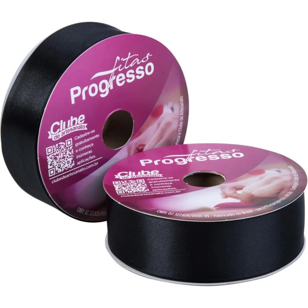 Fita De Cetim 38Mm 50M. Preto 219 Fitas Progresso (Rolo) - imagem 2