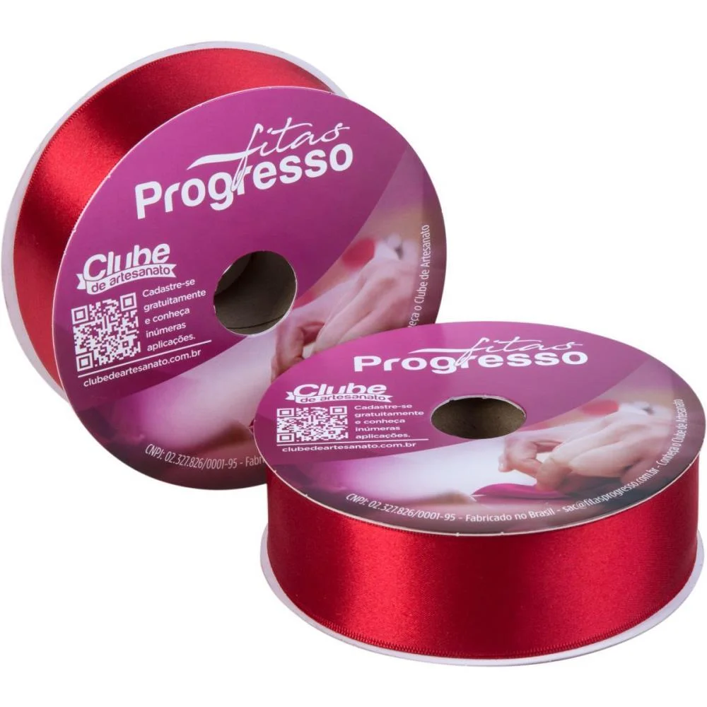 Fita De Cetim 38Mm 50M. Vermelho 209 Fitas Progresso (Rolo) - imagem 3