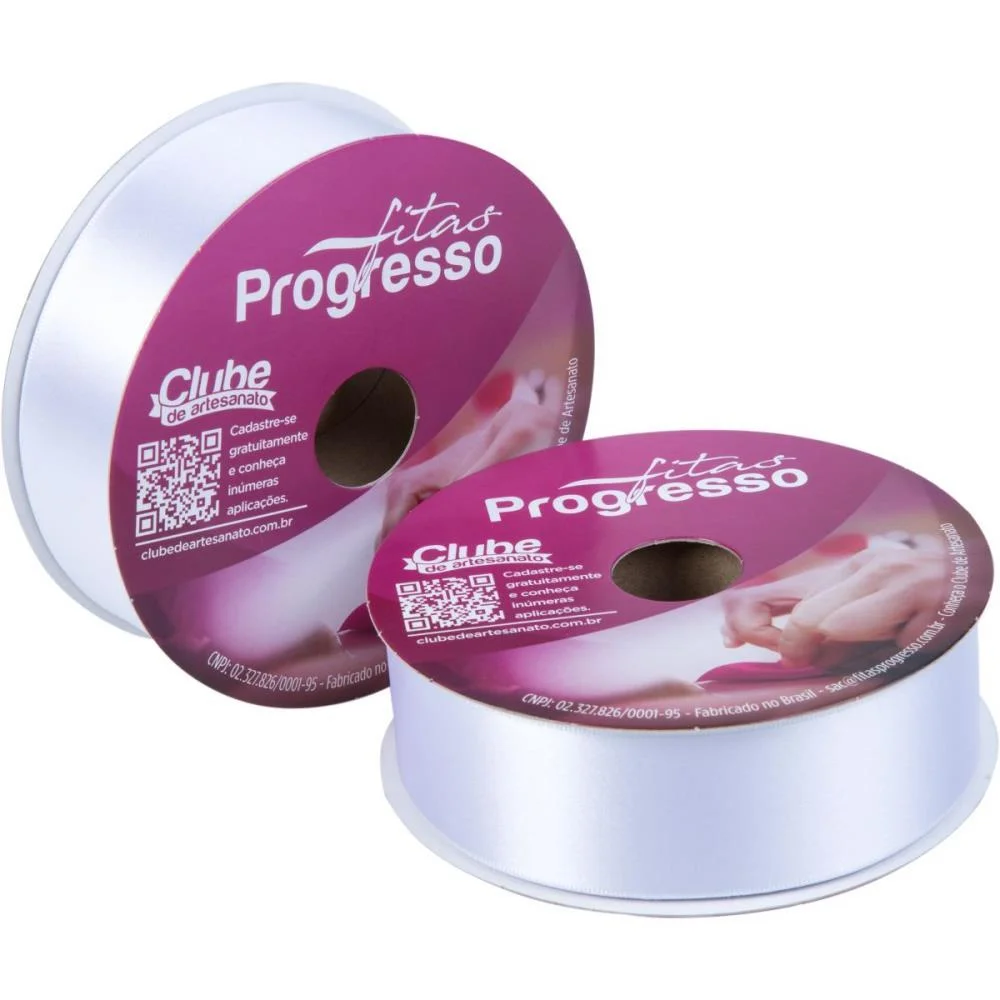 Fita De Cetim 38Mm 50M. Branco 201 Fitas Progresso (Rolo) - imagem 3