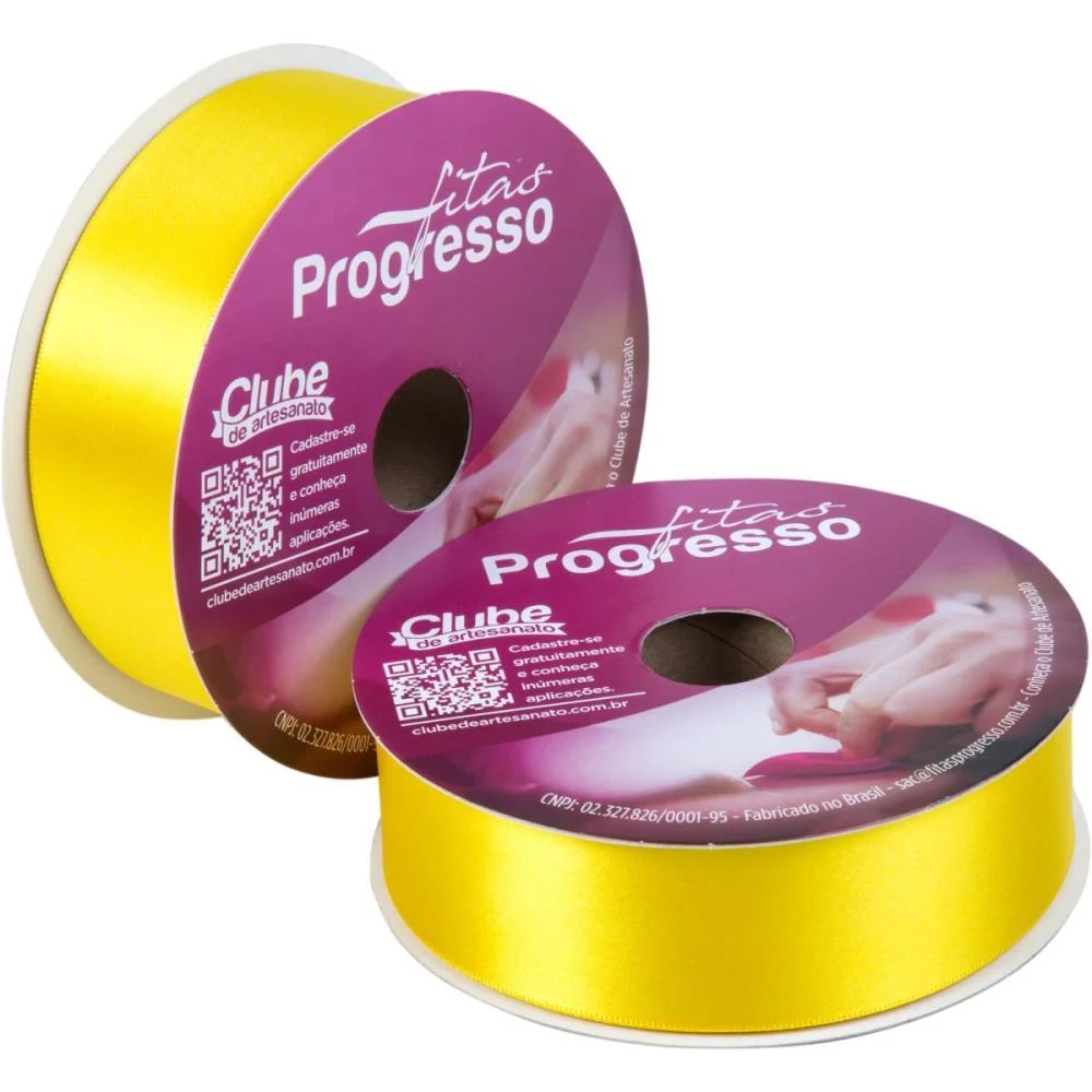 Fita De Cetim 38Mm 50M. Amarelo Gema 763 Fitas Progresso (Rolo) - imagem 3