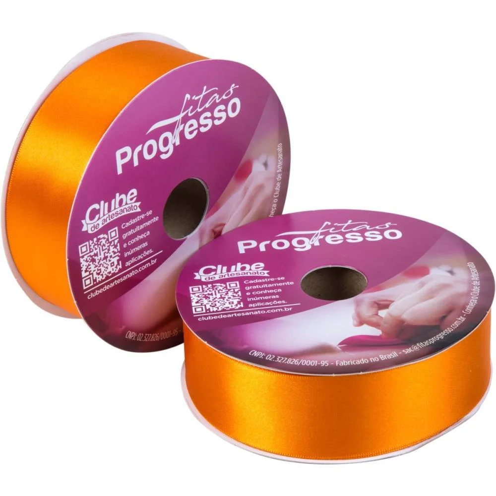 Fita De Cetim 38Mm 50M. Laranja 066 Fitas Progresso (Rolo) - imagem 2