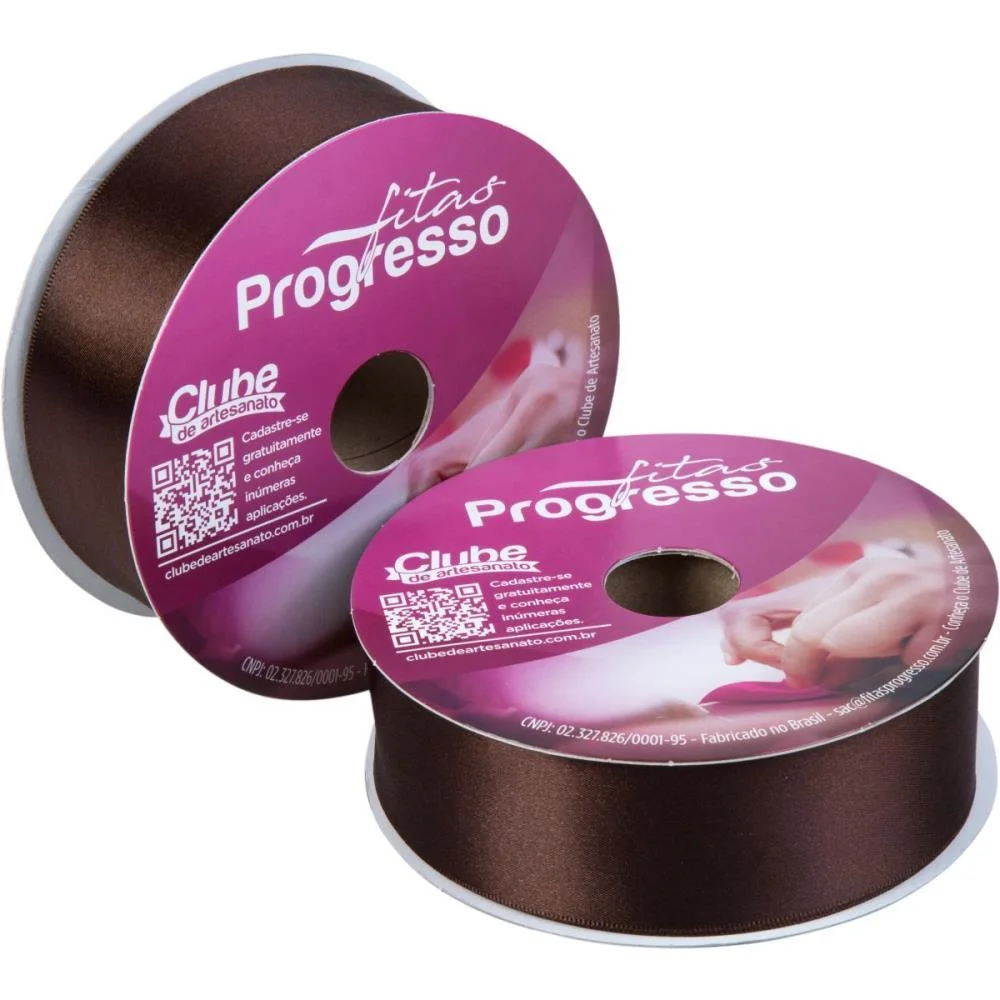 Fita De Cetim 38Mm 50M. Marrom Cafe 340 Fitas Progresso (Rolo) - imagem 3