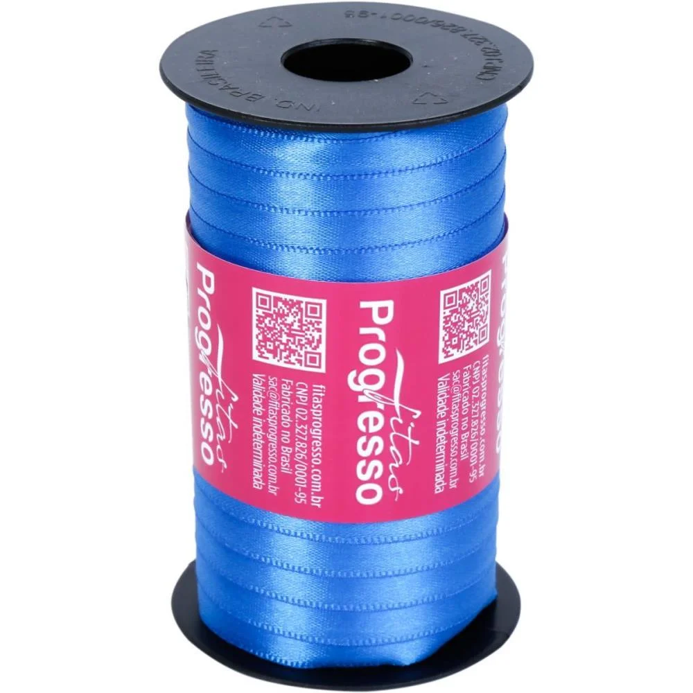 Fita De Cetim 07Mm 100M. Azul Royal 214 Fitas Progresso (Carretel) - imagem 2