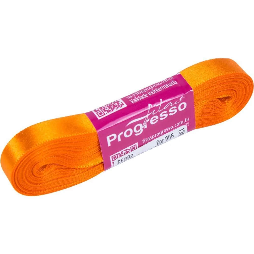 Fita De Cetim 10Mm 10M. Laranja 066 Fitas Progresso (Unidade) - imagem 3