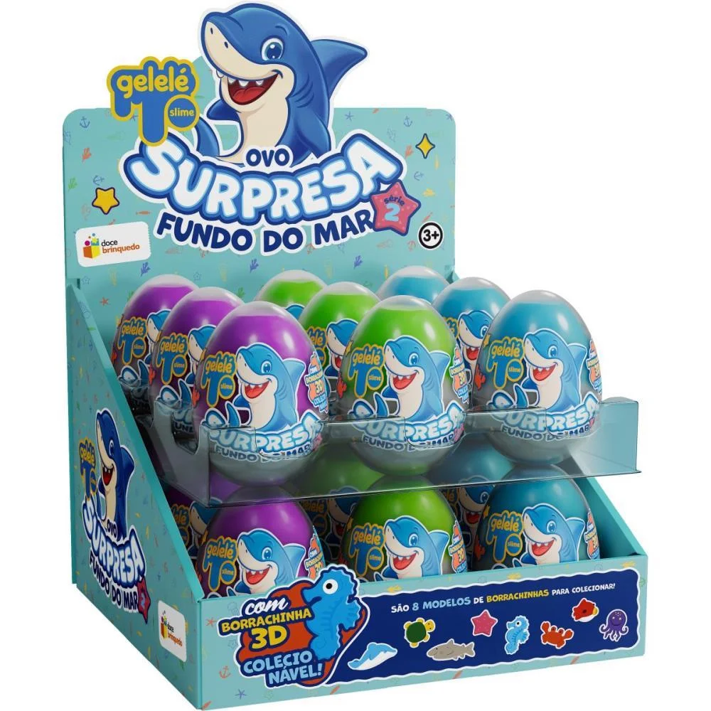 Slime Ovo Surpresa Fundo Do Mar 98G. Doce Brinquedo C/ 18 Unidades - imagem 3
