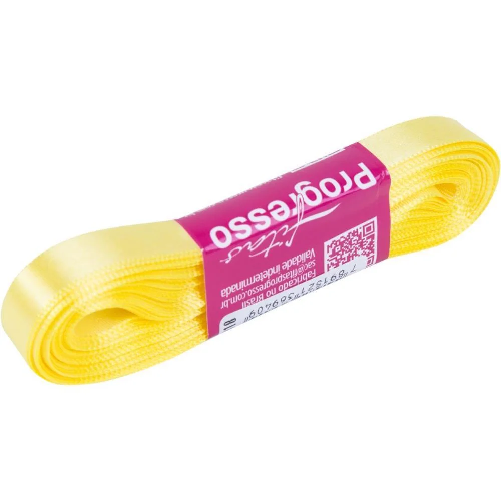 Fita De Cetim 10Mm 10M. Amarelo Canario242 Fitas Progresso (Unidade) - imagem 2