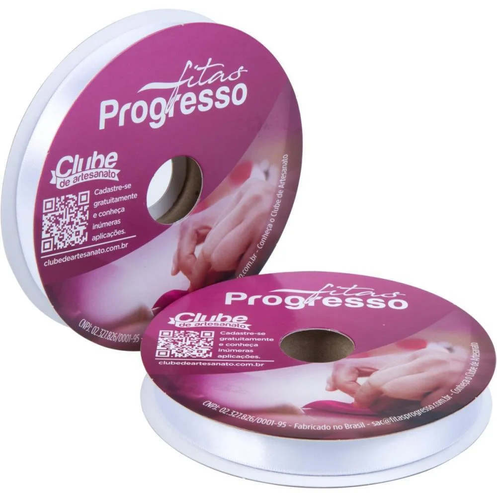 Fita De Cetim 15Mm 50M. Branco 201 Fitas Progresso (Rolo) - imagem 2
