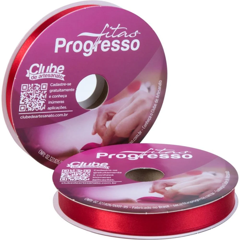 Fita De Cetim 15Mm 50M. Vermelho 209 Fitas Progresso (Rolo) - imagem 3
