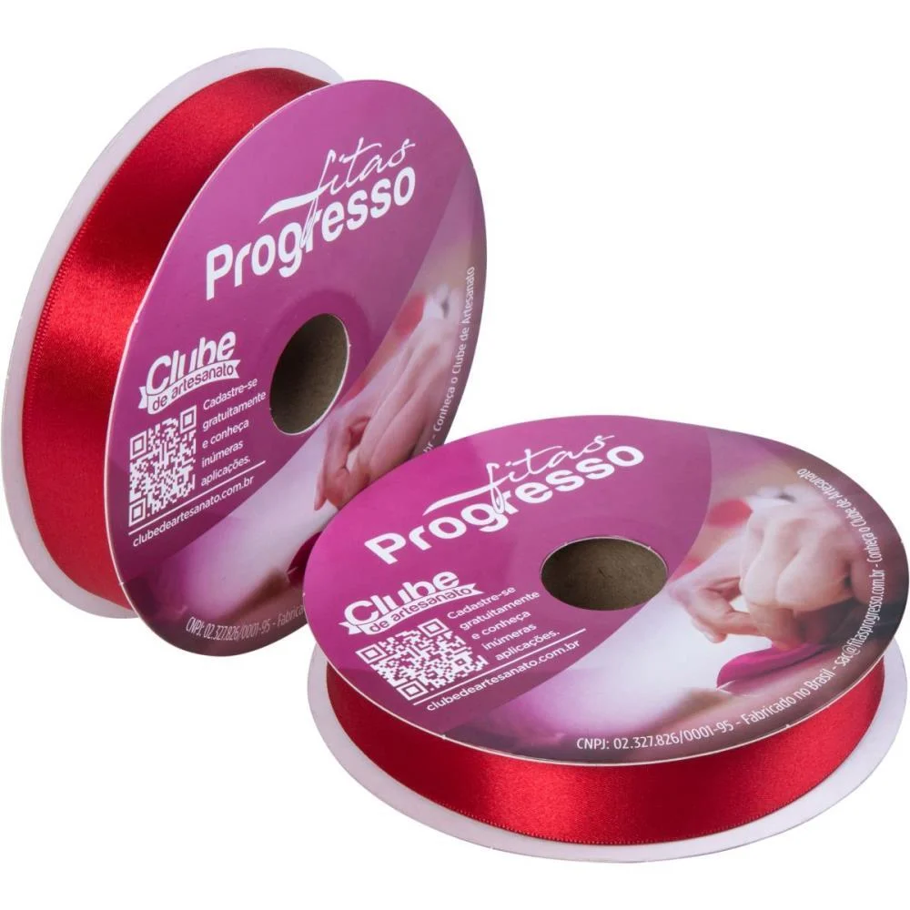 Fita De Cetim 22Mm 50M. Vermelho 209 Fitas Progresso (Rolo) - imagem 3