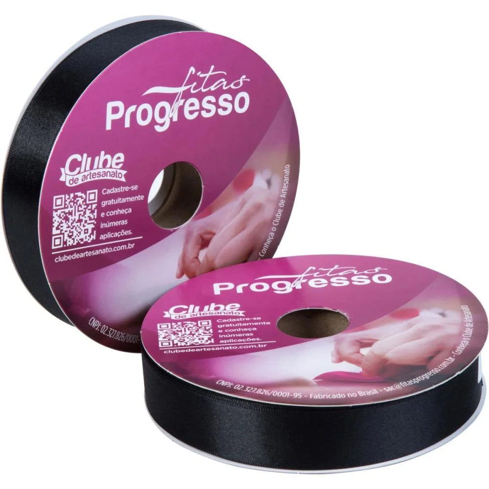 Fita De Cetim 22Mm 50M. Preto 219 Fitas Progresso (Rolo) - imagem 3
