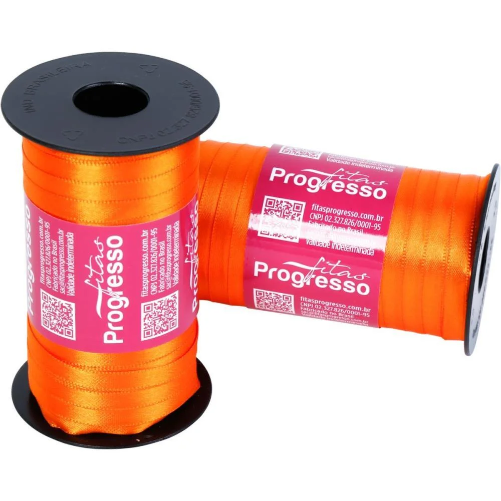 Fita De Cetim 07Mm 100M. Laranja 066 Fitas Progresso (Carretel) - imagem 2