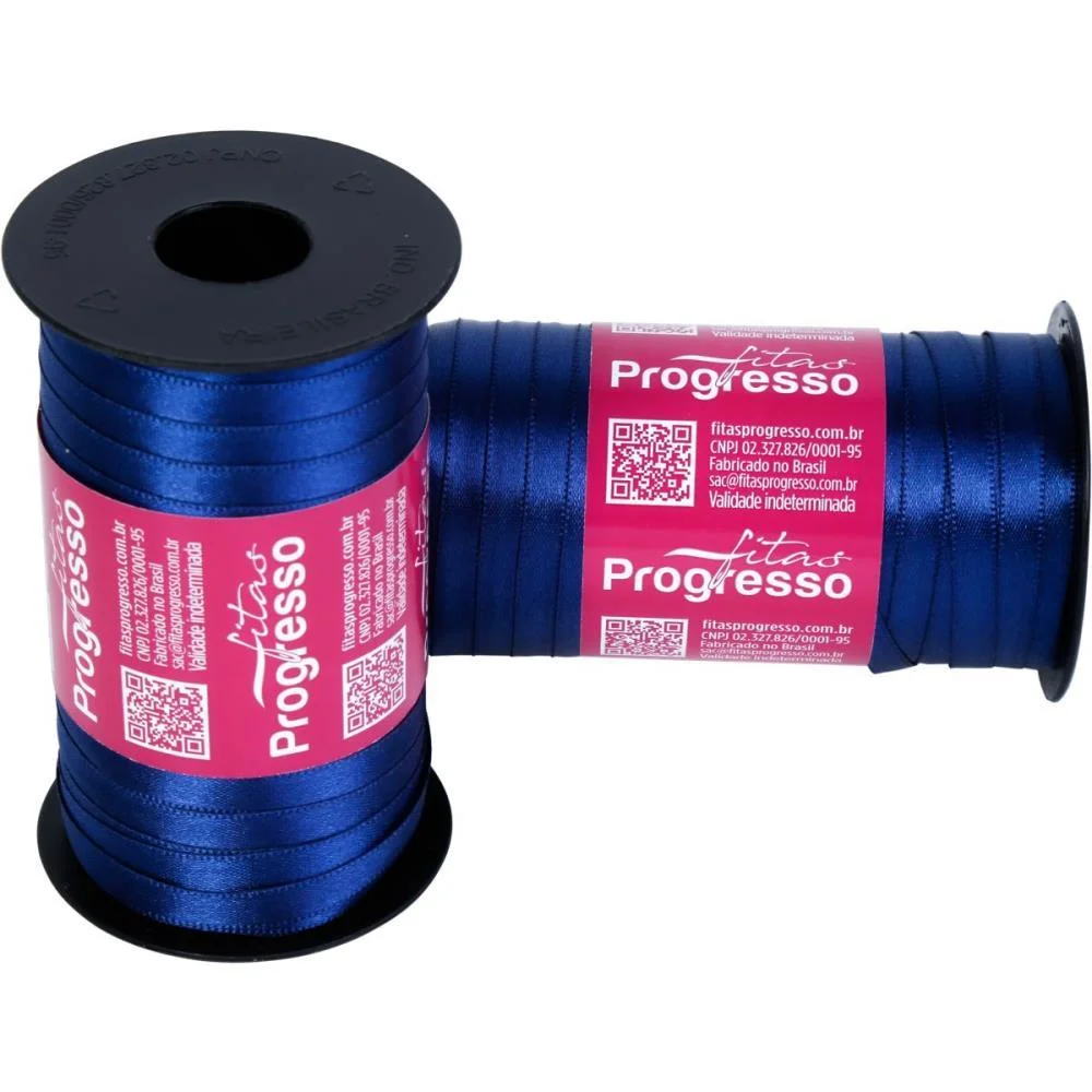 Fita De Cetim 07Mm 100M. Azul Marinho 215 Fitas Progresso (Carretel) - imagem 2