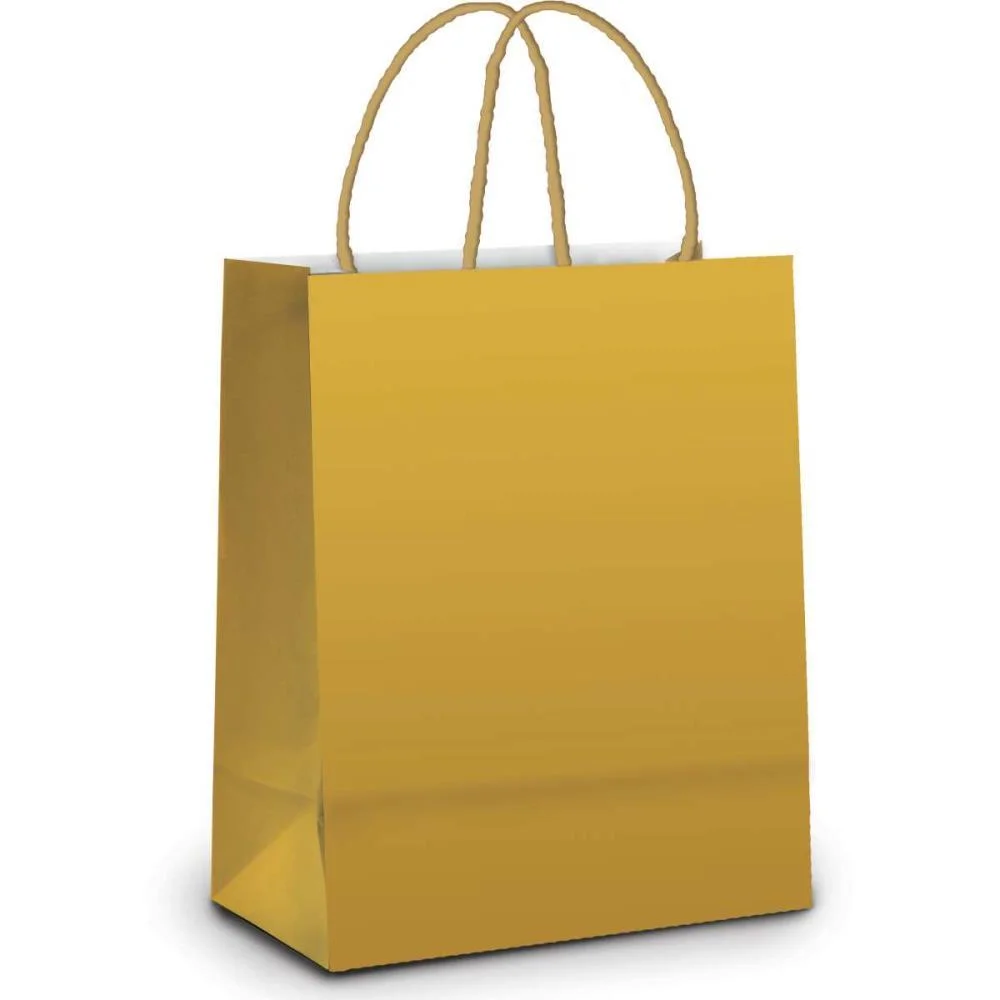 Sacola Para Presente Lisa Ouro Fosco P 21,5X15X8Cm Cromus (Pct.c/10) - imagem 2