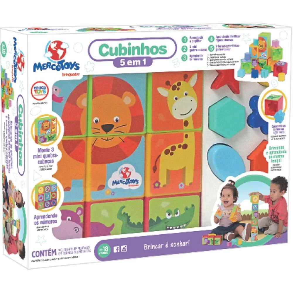 Brinquedo Educativo Cubinhos 5 Em 1 Merco Toys (Unidade) - imagem 9