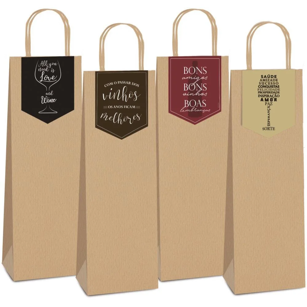 Embalagem Para Garrafa Sacola C/Fecha Wine 35X13X8Cm Cromus (Pct.c/10) - imagem 2