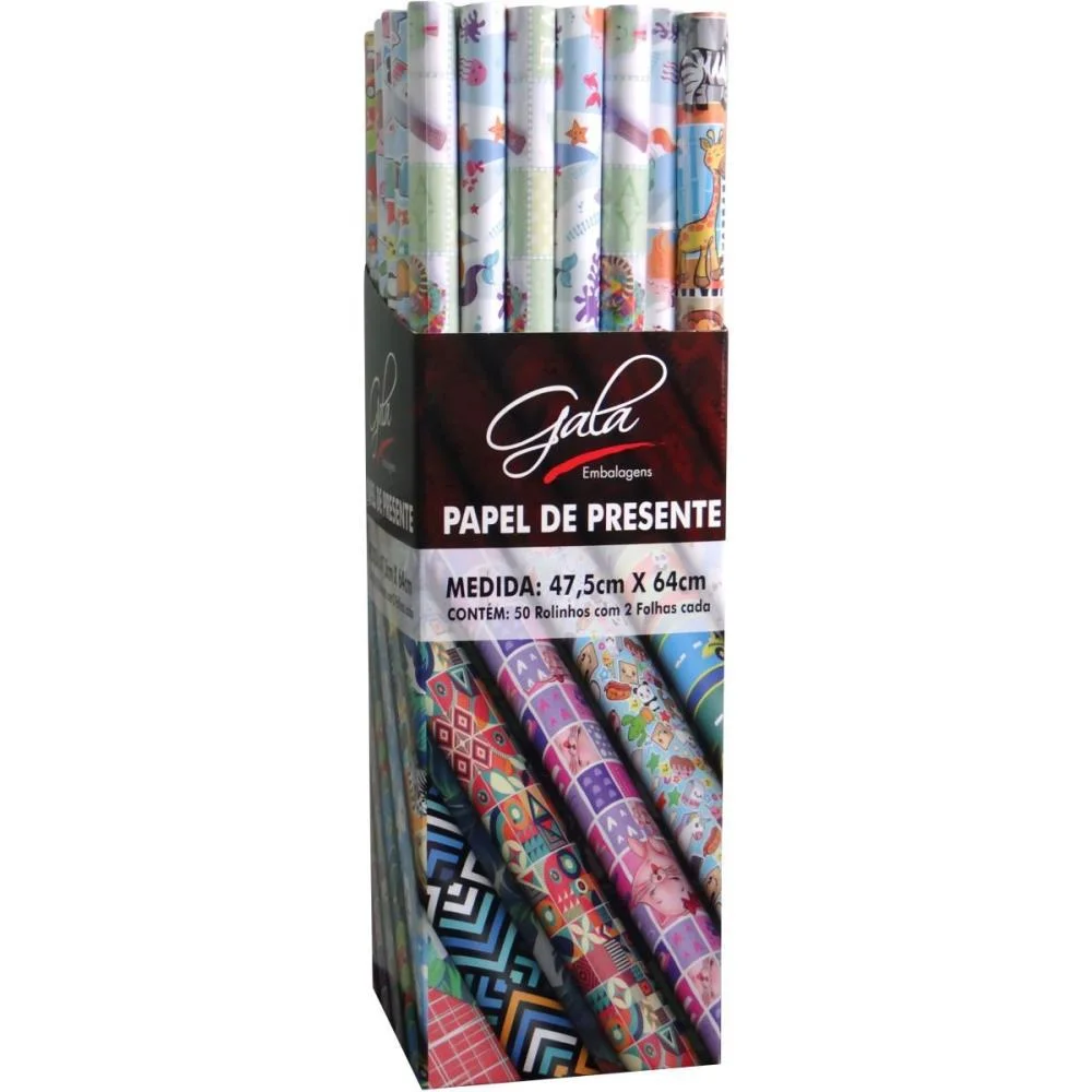 Papel Presente 47,5X64Cm Infantil Brilho C/2F Gala Embalagens C/ 50 Unidades - imagem 2