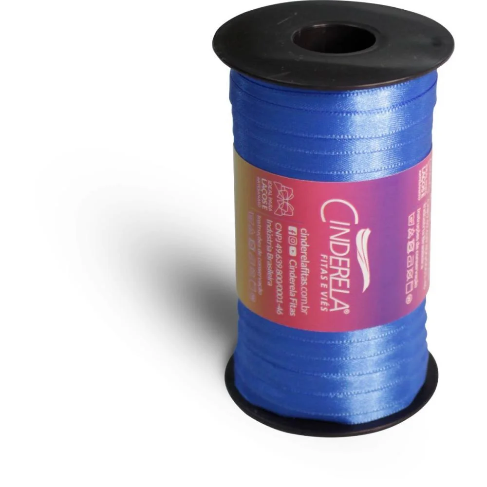Fita De Cetim 07Mm 100M. Azul Royal Cinderela (Unidade) - imagem 3
