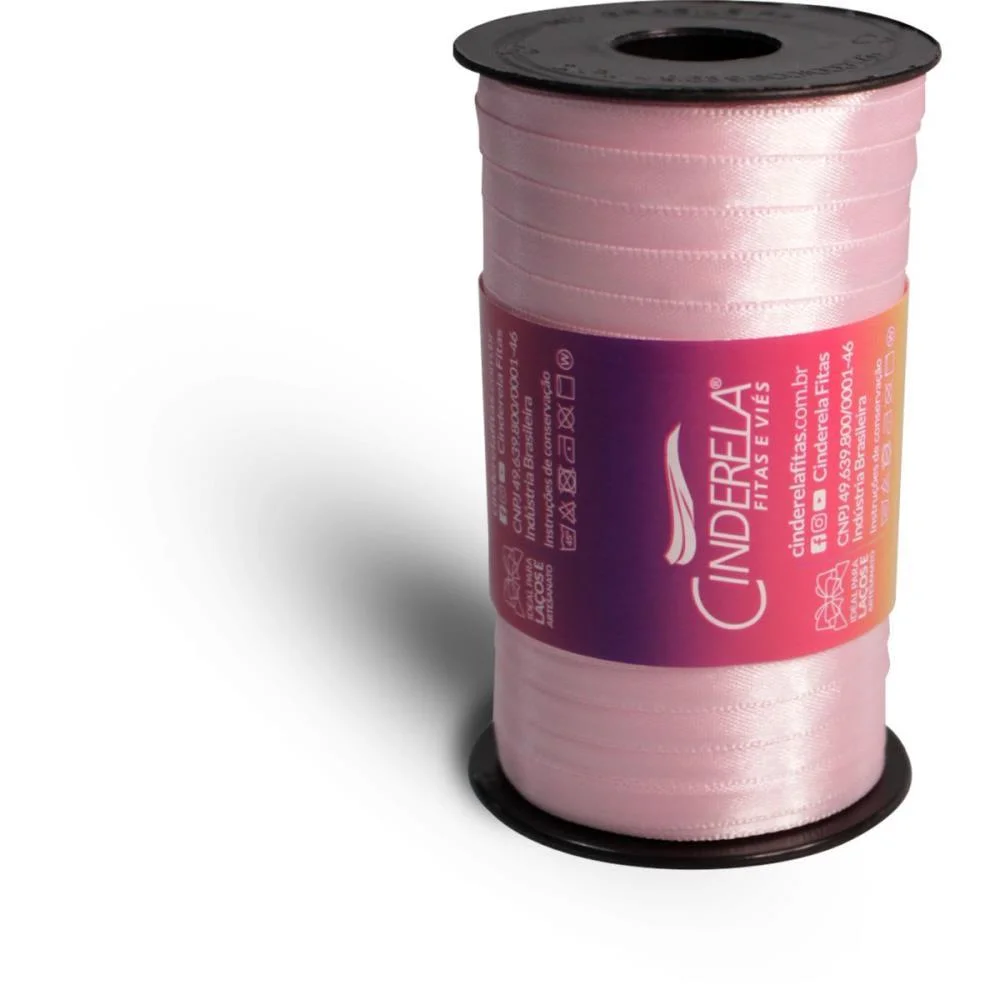 Fita De Cetim 07Mm 100M. Rosa Cinderela (Unidade) - imagem 3