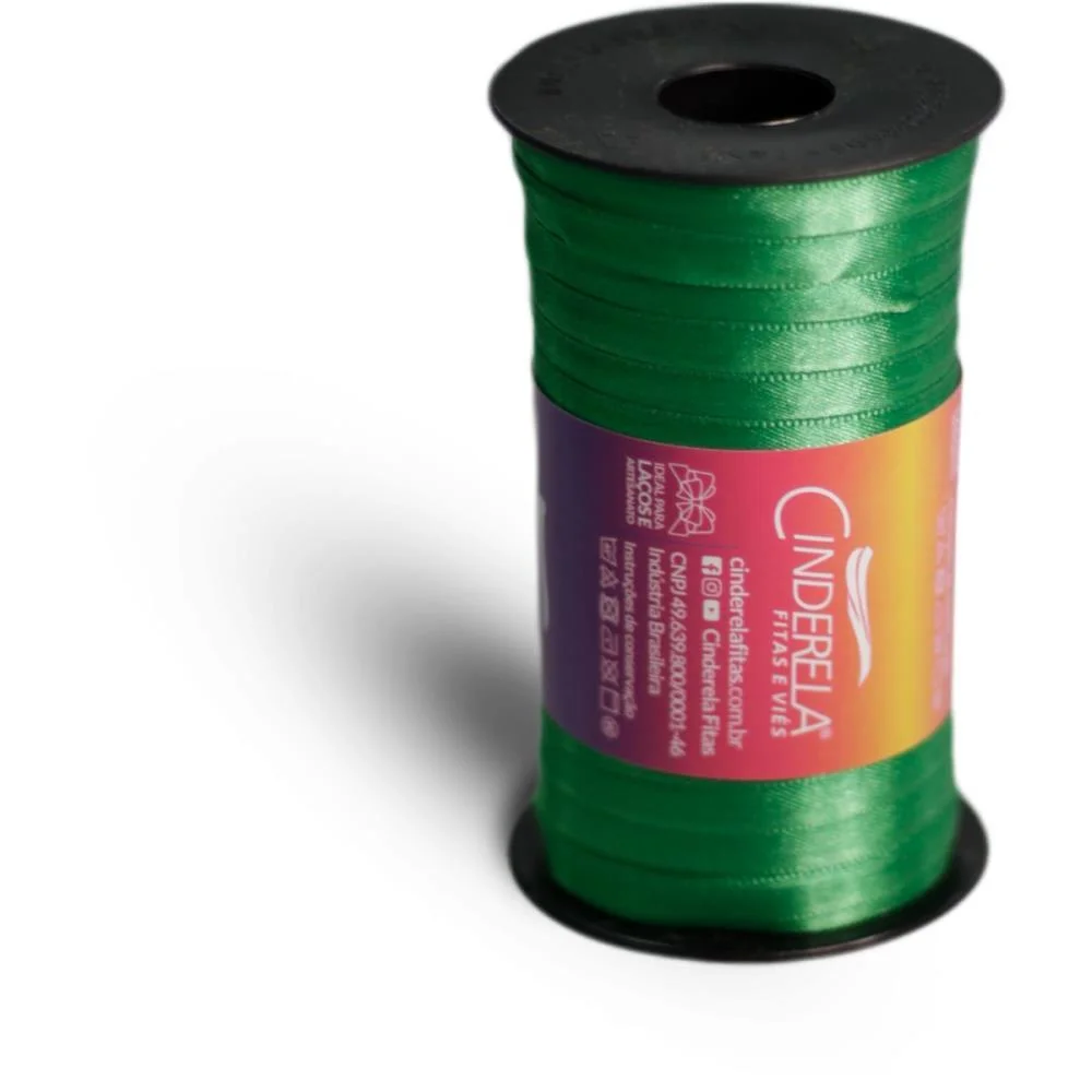 Fita De Cetim 07Mm 100M. Verde Bandeira Cinderela (Unidade) - imagem 2