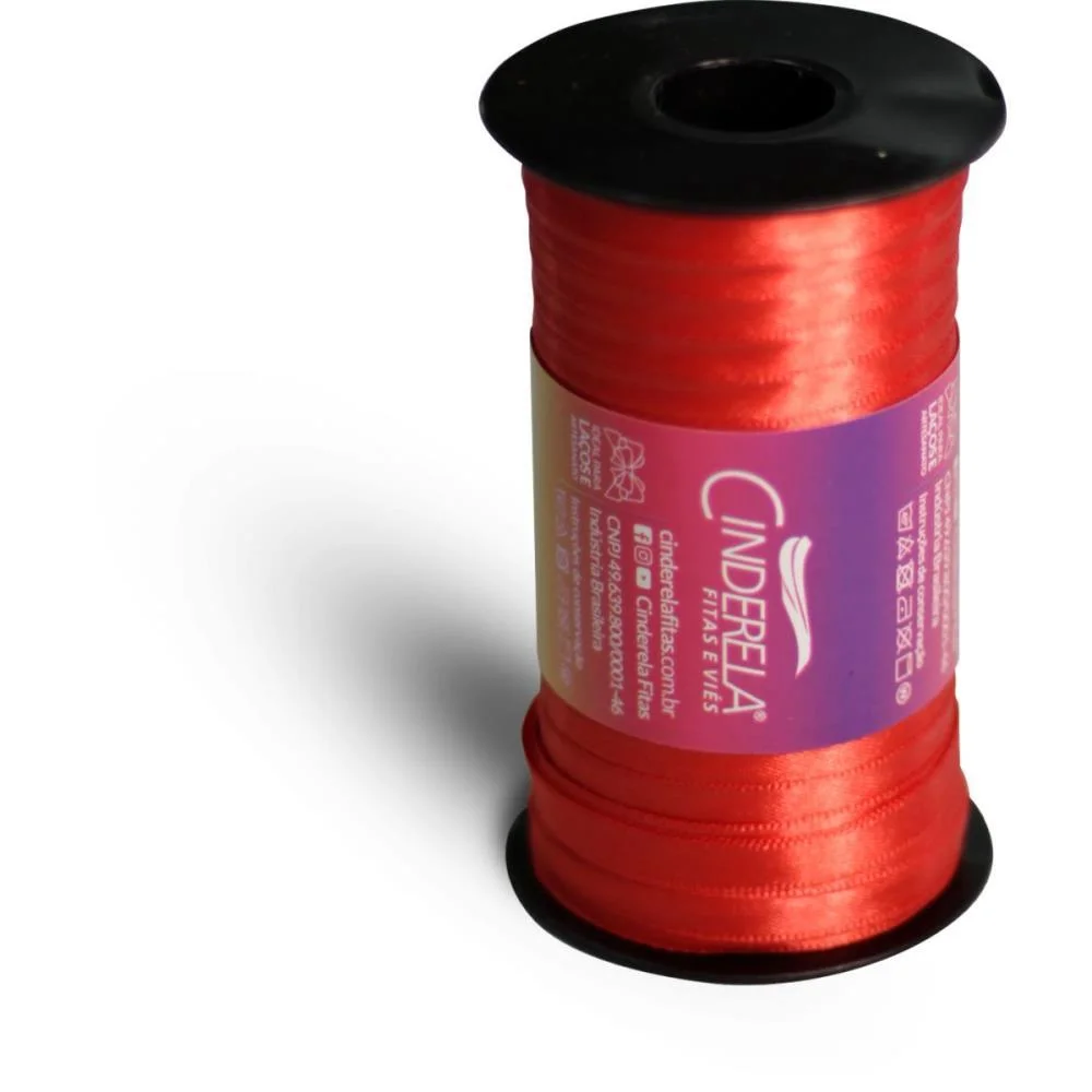 Fita De Cetim 07Mm 100M. Vermelho Paixao Cinderela (Unidade) - imagem 2