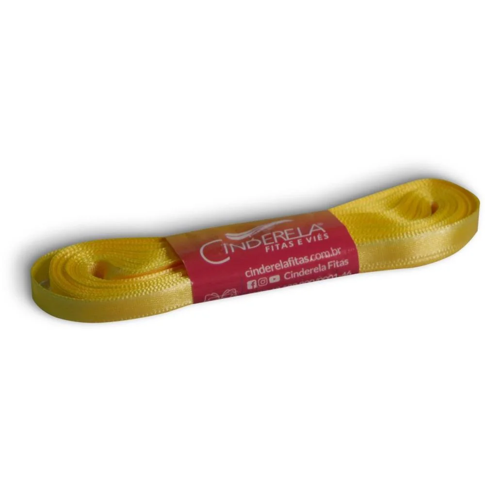 Fita De Cetim 07Mm 10M. Amarelo Canario Cinderela (Unidade) - imagem 2