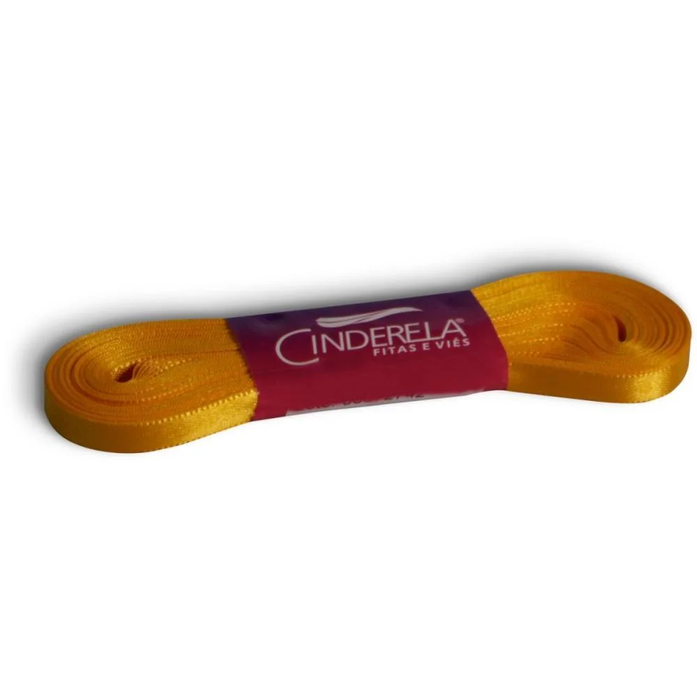 Fita De Cetim 07Mm 10M. Amarelo Ouro Cinderela (Unidade) - imagem 3