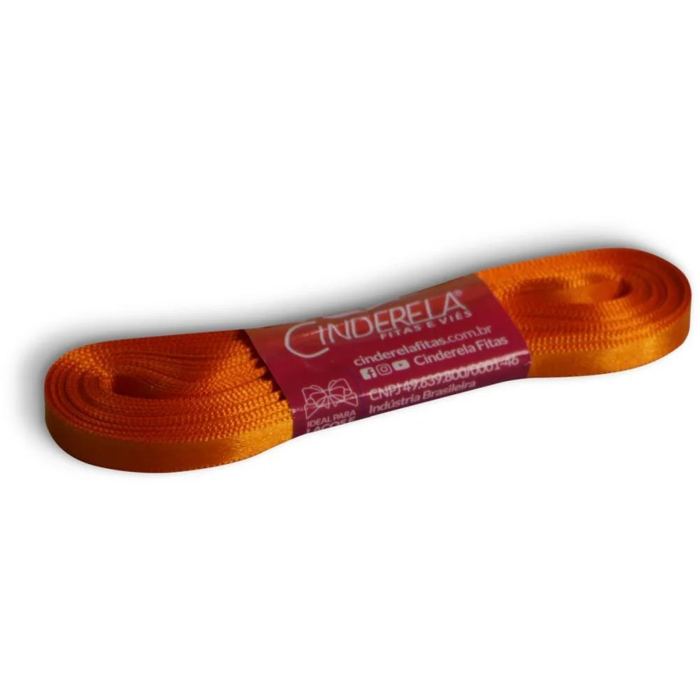 Fita De Cetim 07Mm 10M. Laranja Cinderela (Unidade) - imagem 2